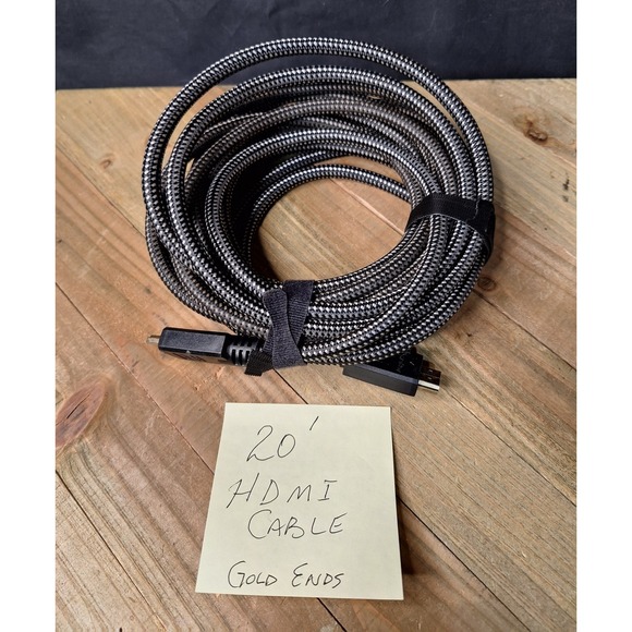 Other - 20 Ft Braided‎ HDMI Cable Gold Plated High Speed Black Silver Pattern Cord